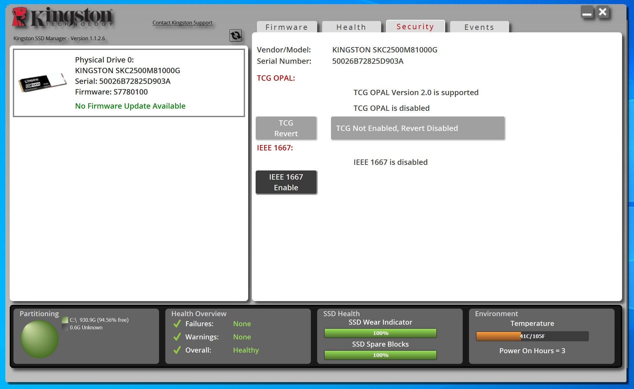 Kingston KC2500 - oprogramowanie Kingston SSD Manager