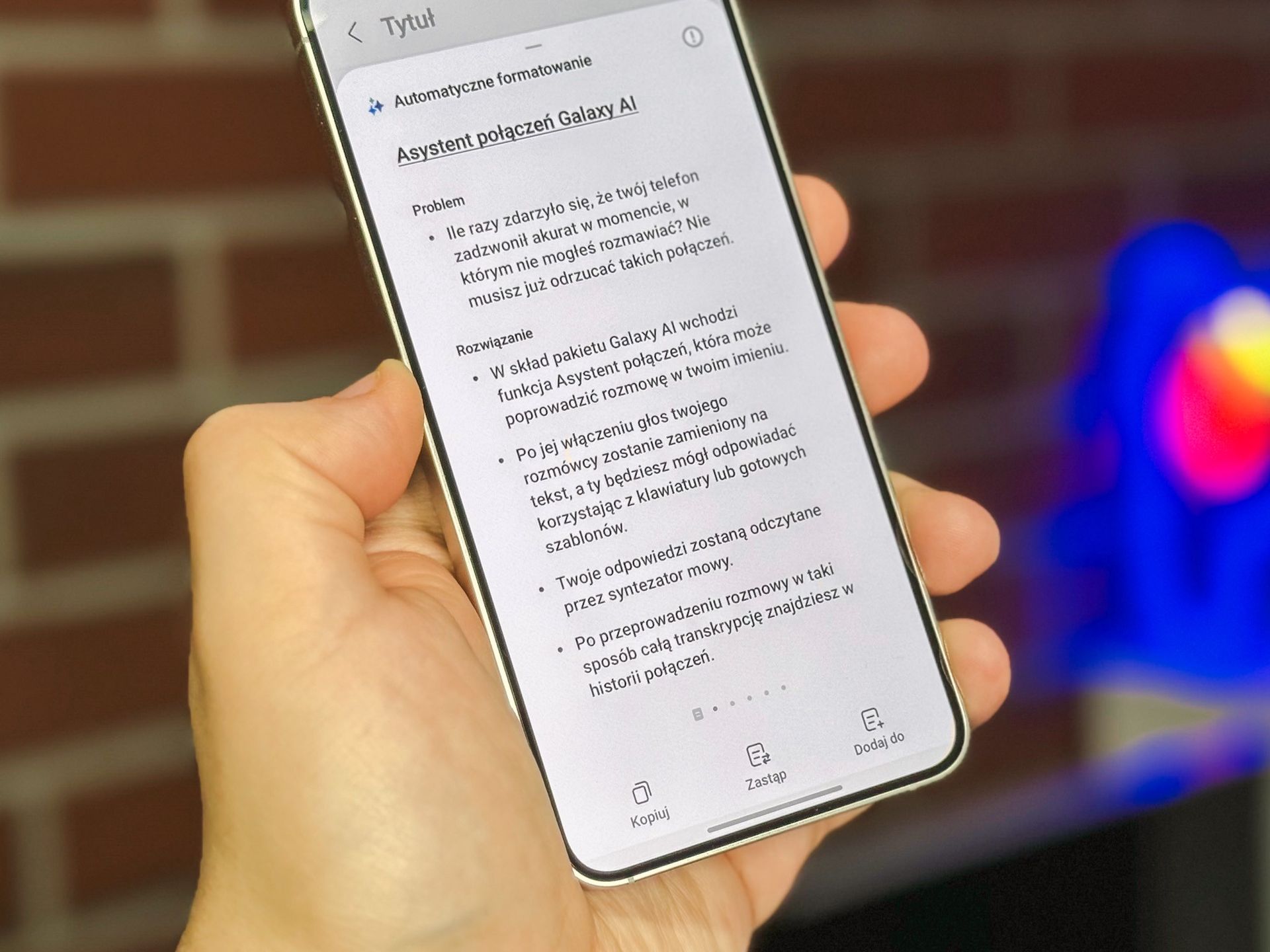 Formatowanie notatek w Galaxy S24