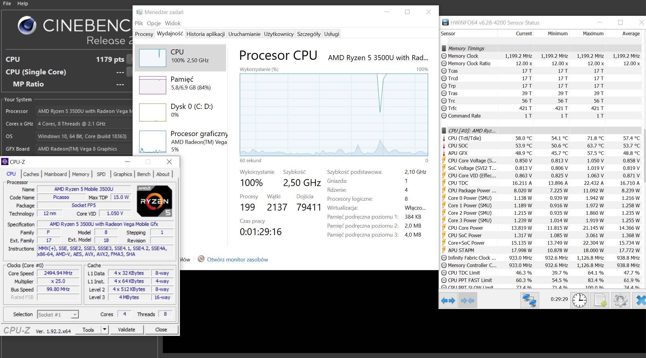 Huawei MateBook 13 z AMD Ryzen thermal throtlling