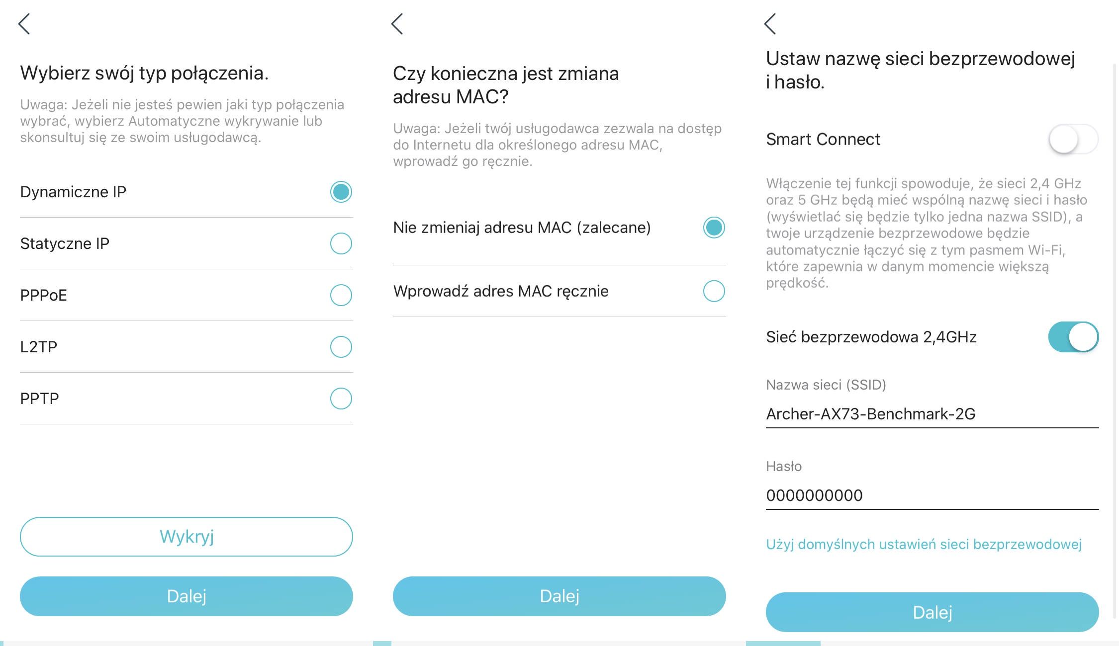 TP-Link Archer AX73 - pierwsza konfiguracja przez aplikacje