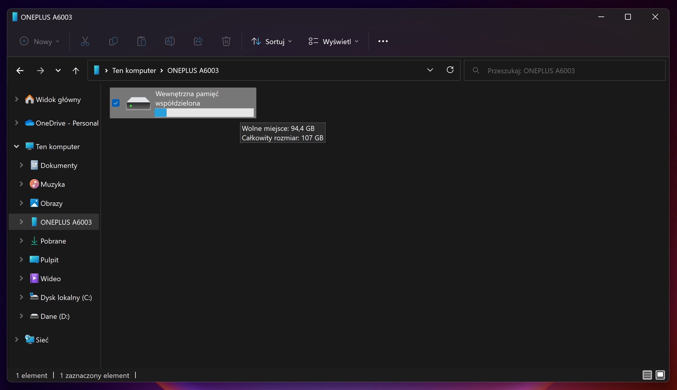 telefon pojawia się w Windows jako dysk