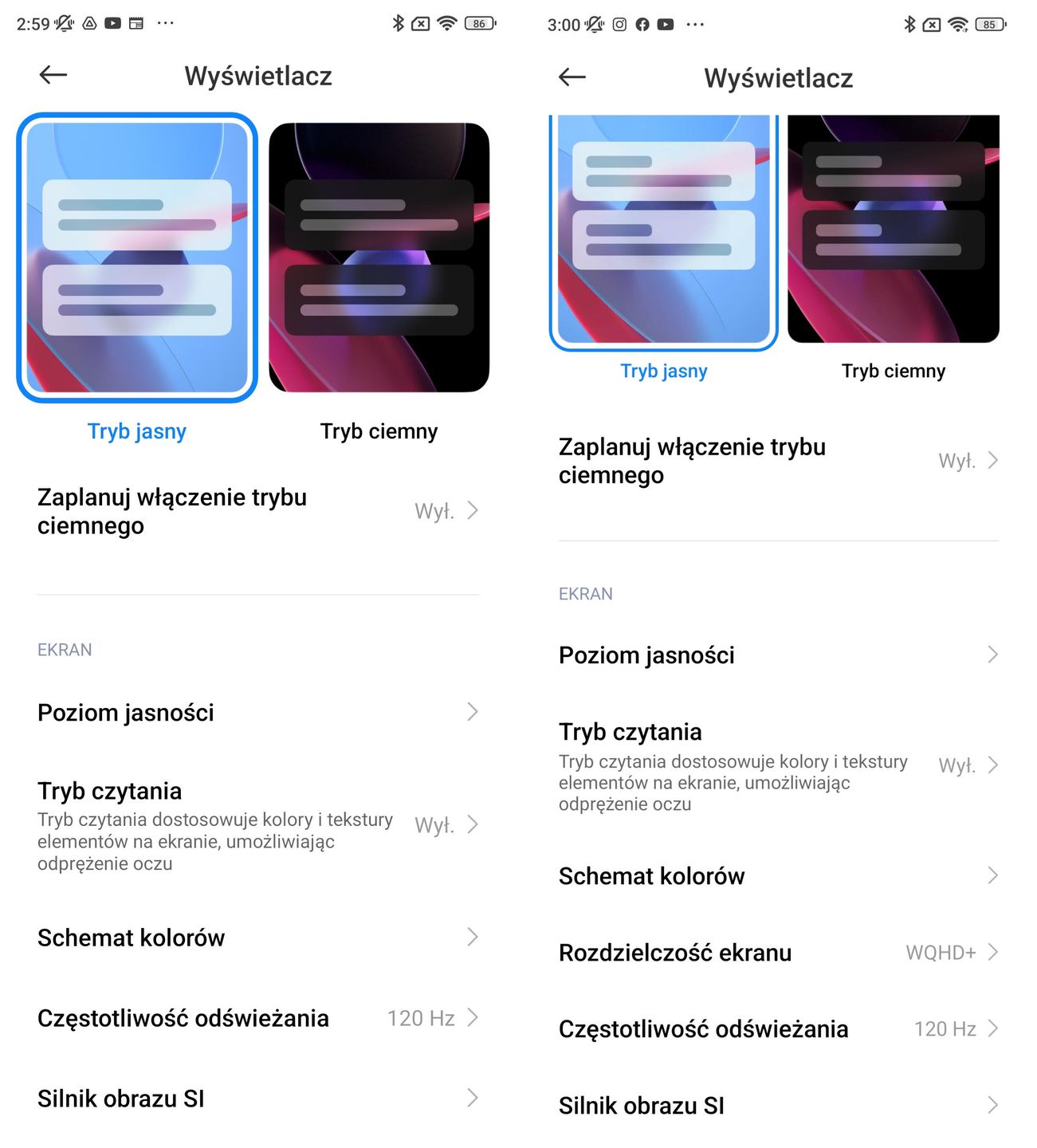 Xiaomi 12T Pro i Xiaomi 12 Pro - ustawienia ekran