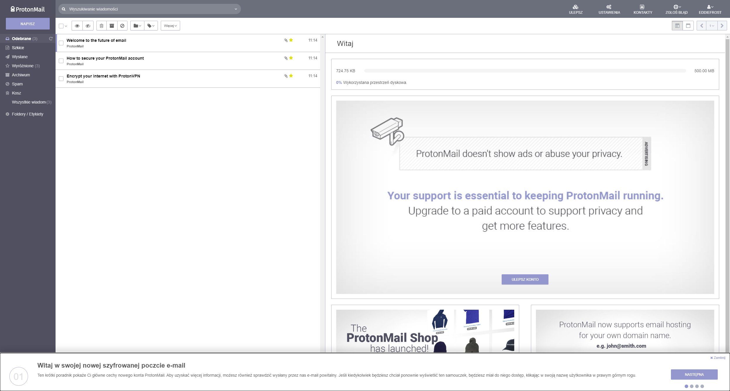 Jak założyć pocztę ProtonMail - część 4