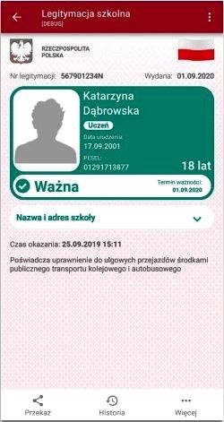 wzór mLegitymacji szkolnej