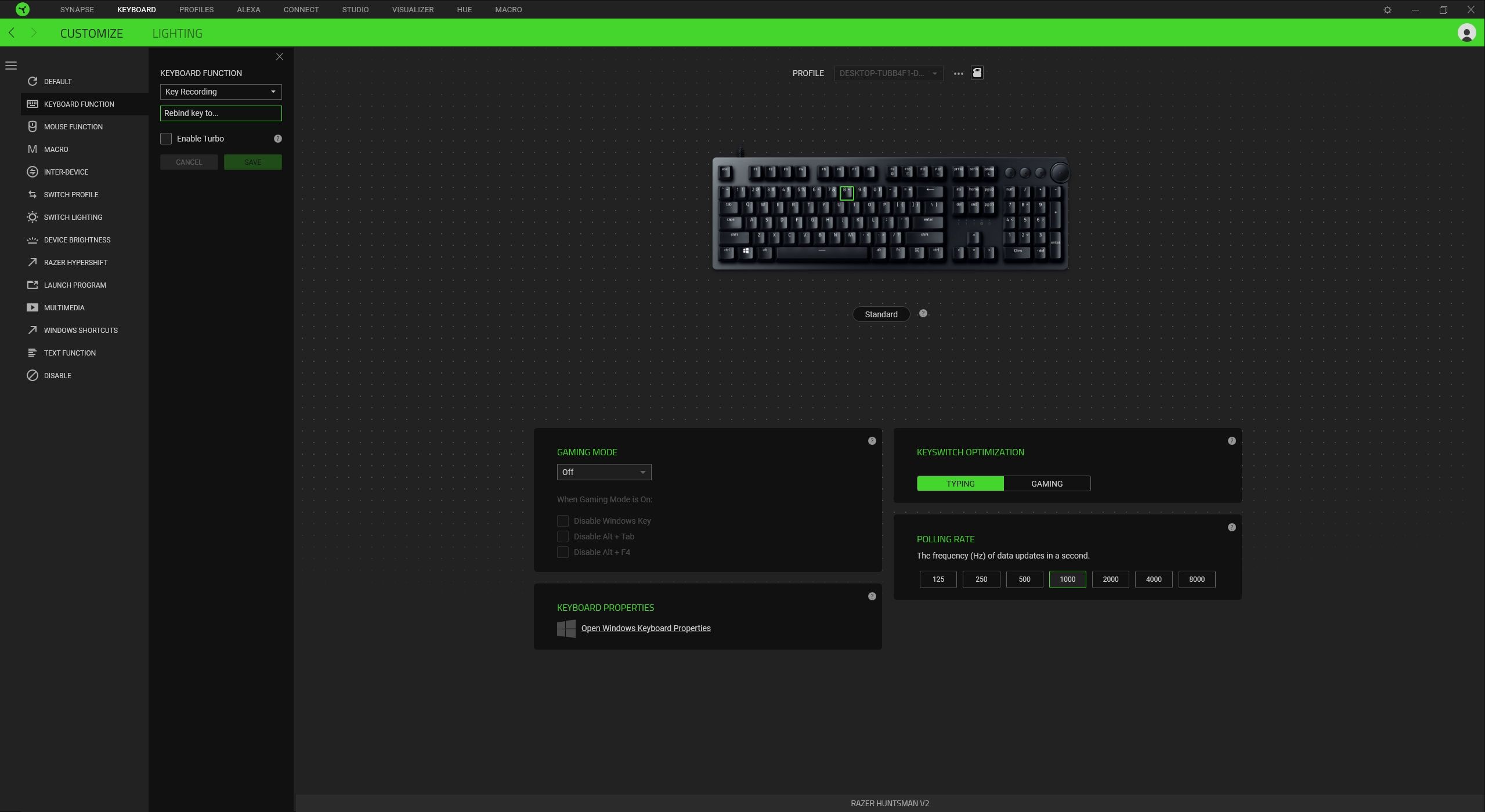 Razer Huntsman V2 - oprogramowanie