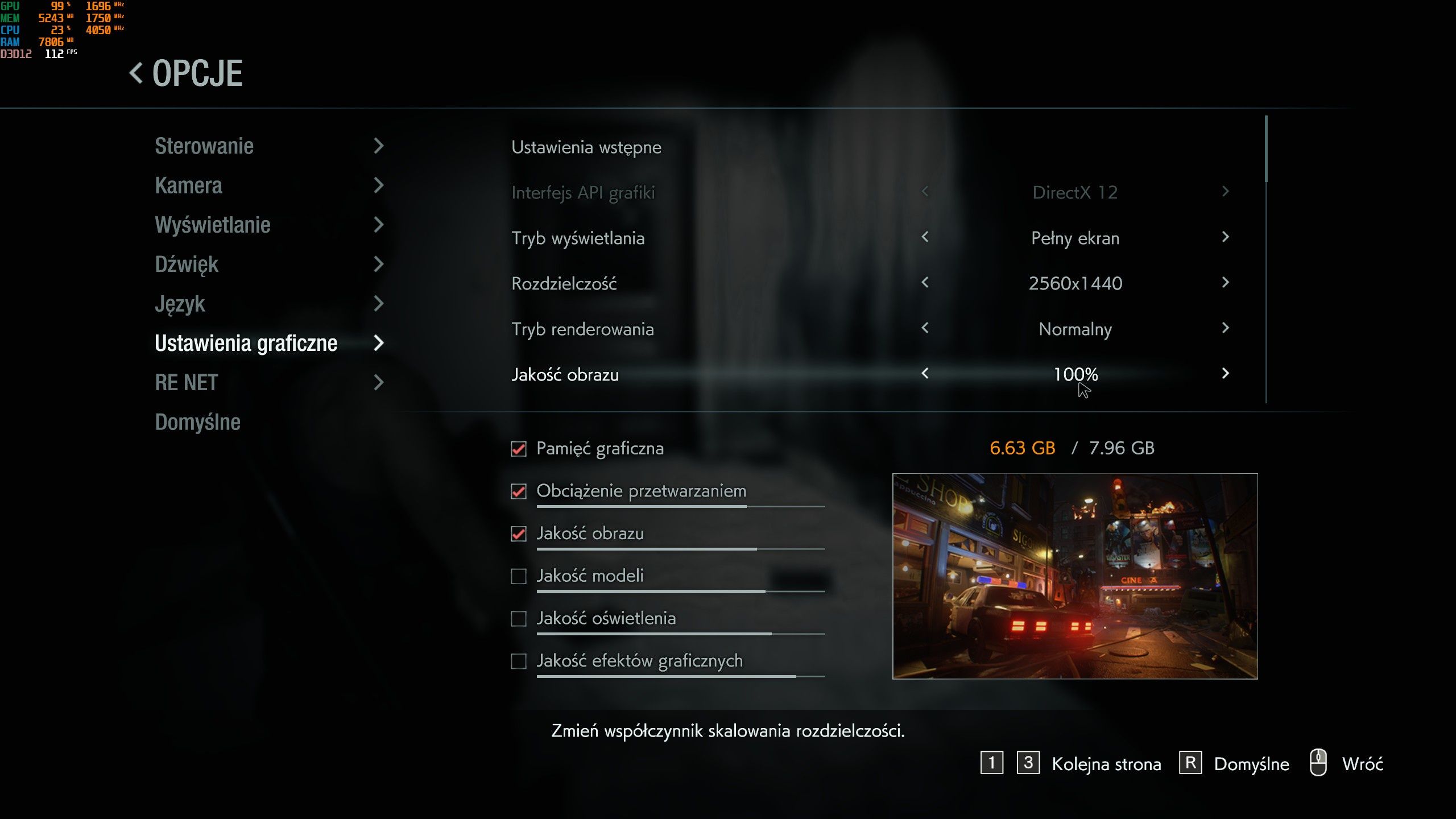 RE 3 remake - ustawienia graficzne