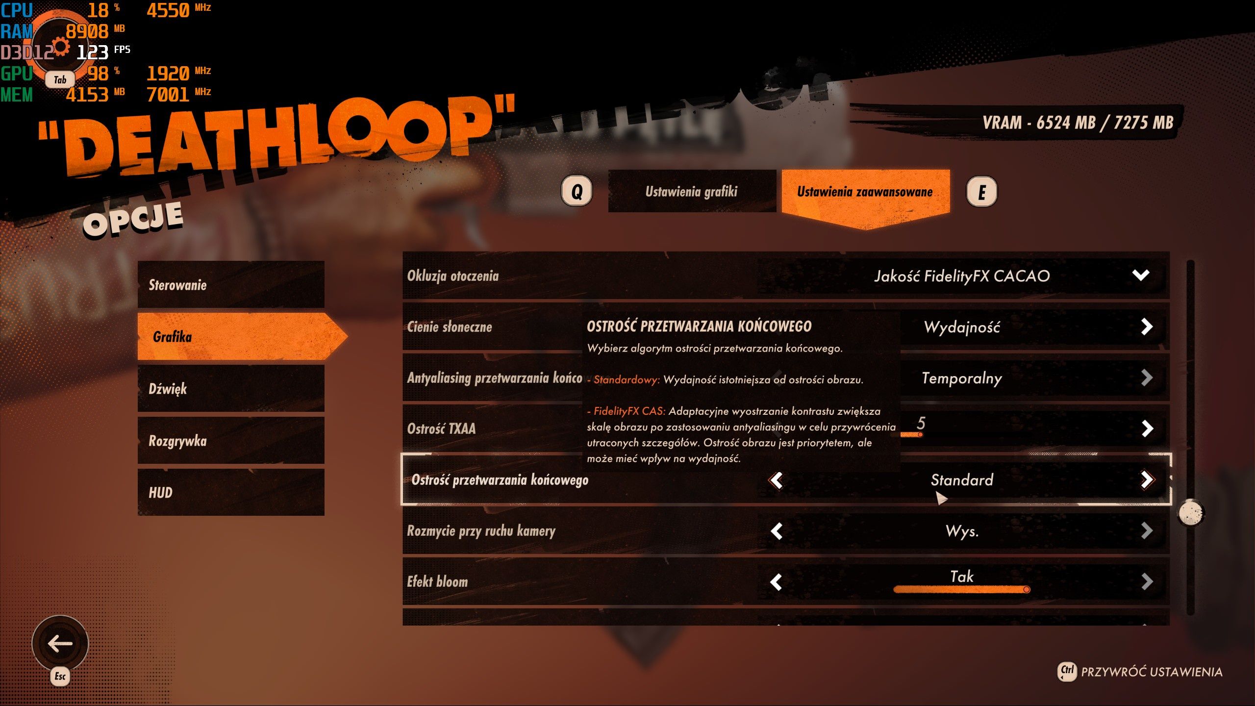 Deathloop zaawansowane ustawienia graficzne