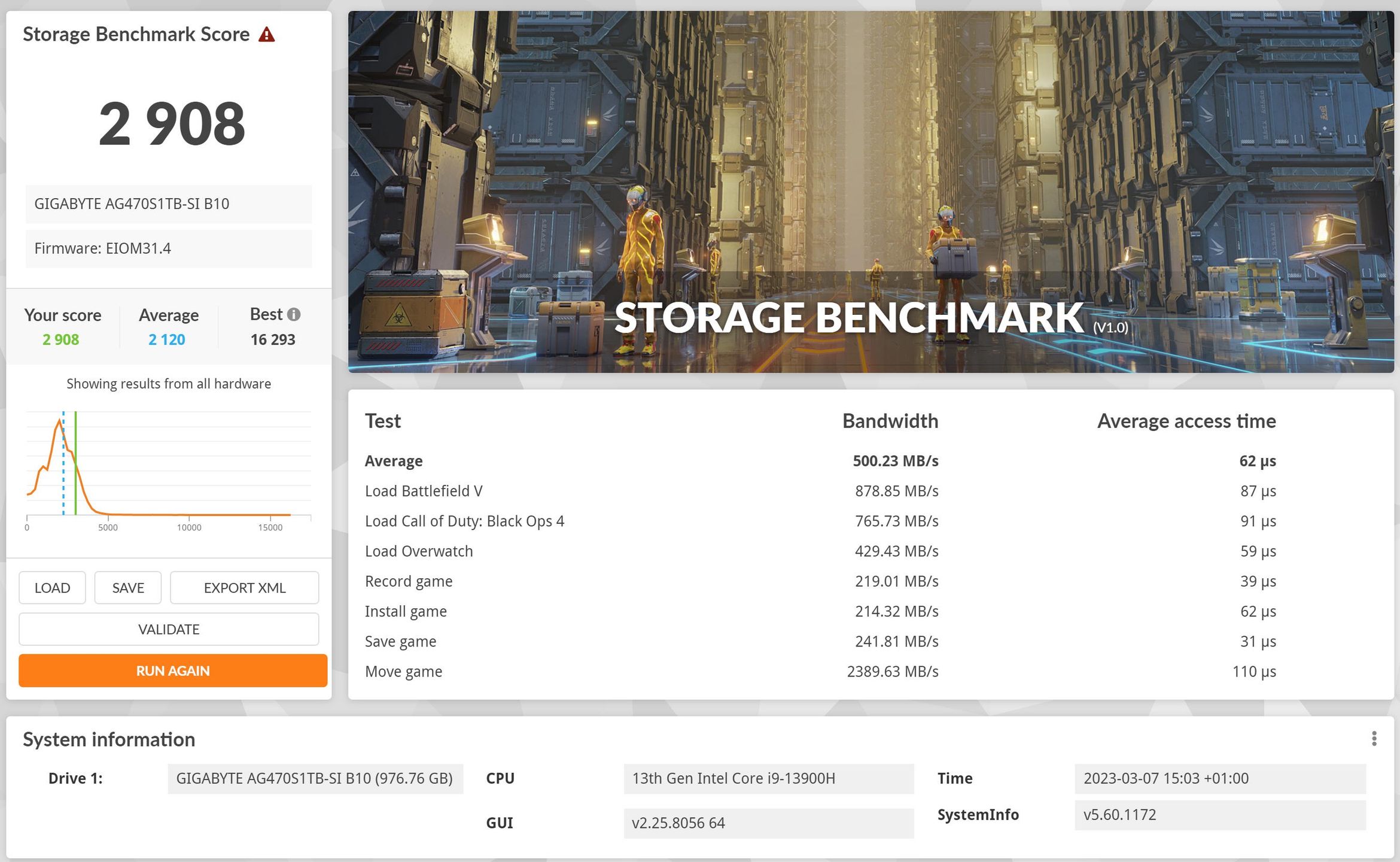 Gigabyte AERO 16 OLED - 3DMARK Storage