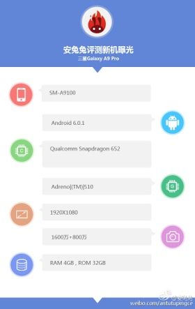 Galaxy A9 Pro specyfikacja