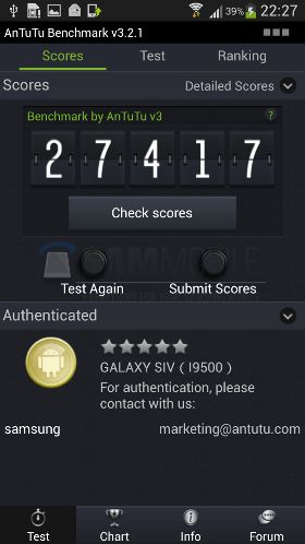 galaxy s4 benchmark antutu wynik exynos 5 octa