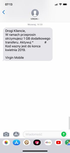 Virgin bonus przeprosinowy 1 GB