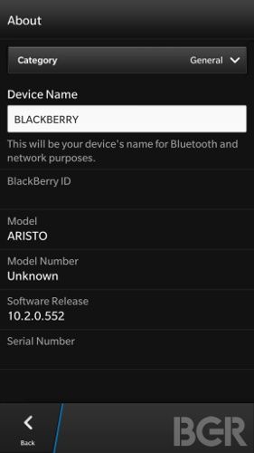 smartfon blackberry a10 aristo about