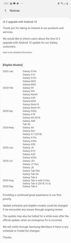 Samsung Android 10