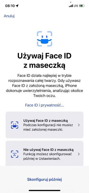 Face ID maseczka
