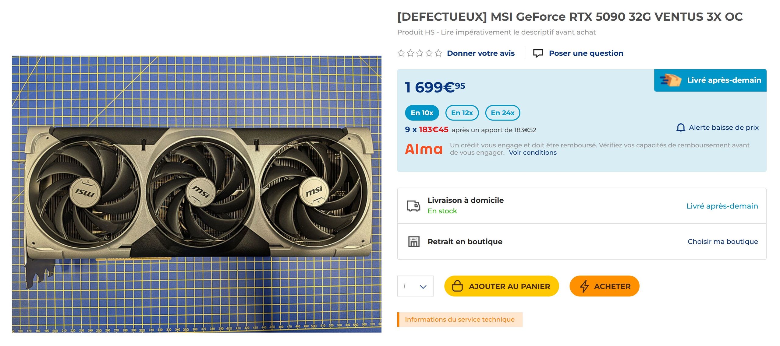 MSI GeForce RTX 5090 - uszkodzona karta graficzna