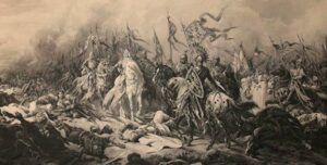 Bitwa pod Płowcami (1331). Obraz Juliusza Kossaka