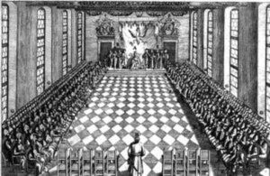 Połączone Senat i Izba Poselska podczas sejmu koronacyjnego w 1698 roku