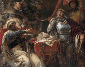 Łokietek zrywa układy z Krzyżakami. Obraz Jana Matejki