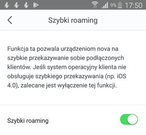 Szybki roaming w oprogramowaniu Tenda WiFi