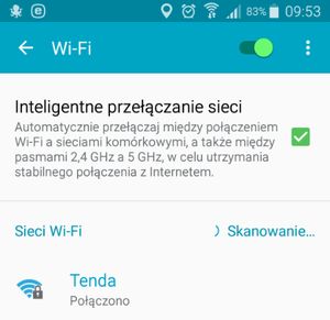 Opcja przełączania pomiędzy sieciami WiFi w smartfonie z systemem Android