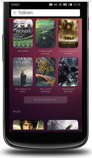 ubuntu phone os wygląd wyszukiwanie wideo tolkien