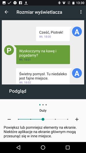 Android 7.0 Nougat - rozmiar interfejsu