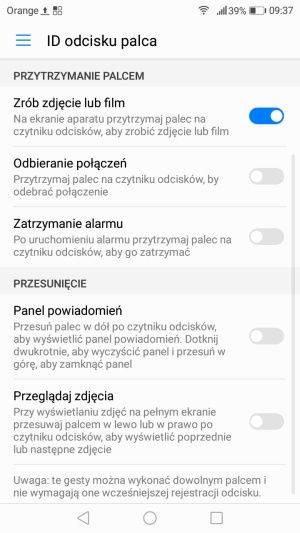 Huawei P9 Lite Mini czytnik linii papilarnych