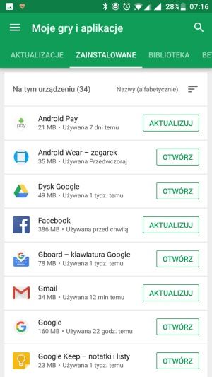 Google Play moje aplikacje
