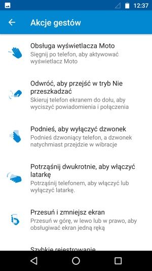 Moto Z akcje gestów