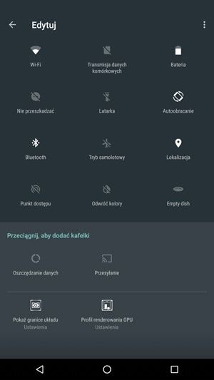 Android 7.0 Nougat - menu podręczne