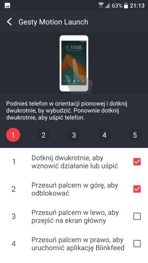 HTC 10 gesty