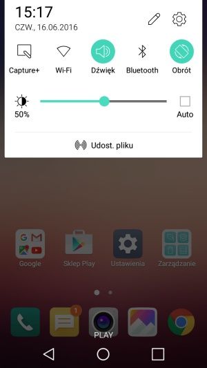 LG X Screen menu skrótów