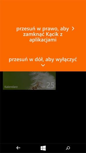 wychodzenie z kącika z aplikacjami