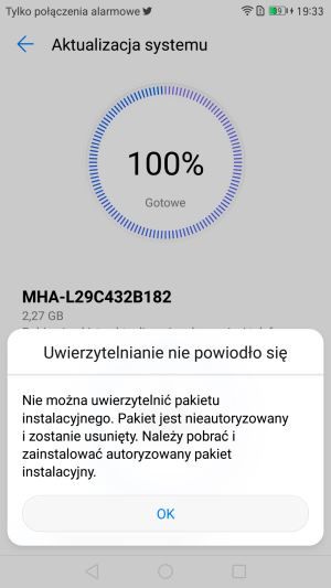 aktualizacja honor huawei niepowodzenie
