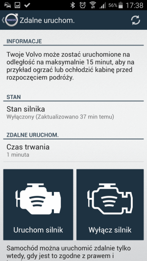 volvo on call zdalne uruchamianie