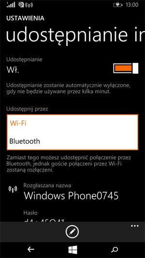 udostępnianie internetu – bluetooth