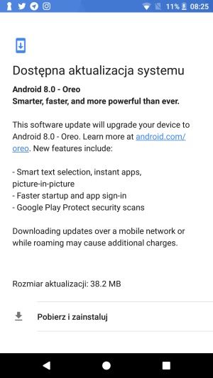 Android 8.0 Oreo aktualizacja