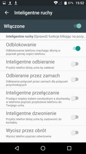 myPhone Luna II inteligentne ruchy
