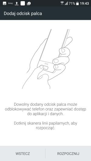 HTC 10 czytnik linii papilarnych