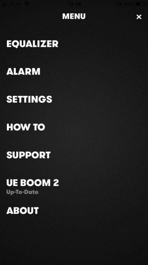 UE Boom 2 menu