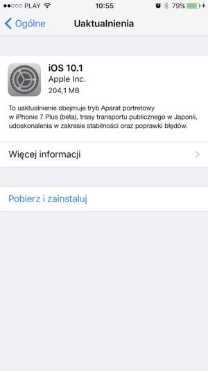 iOS 10.1 udostępniony
