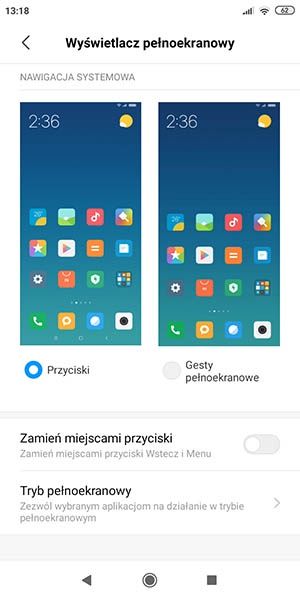 wyświetlacz pełnoekranowy