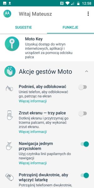 Motorola Moto G6 aplikacja Moto