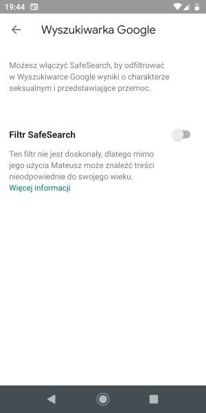Google Family Link wyszukiwarka