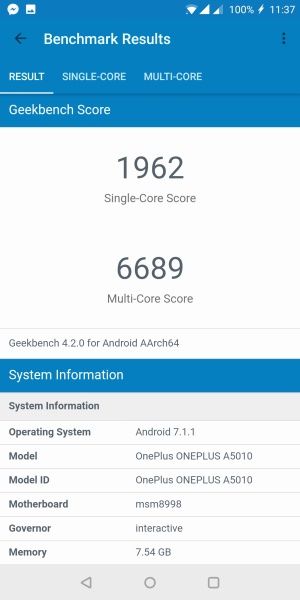 OnePlus 5T GeekBench