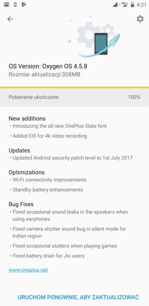 OnePlus 5 aktualizacja