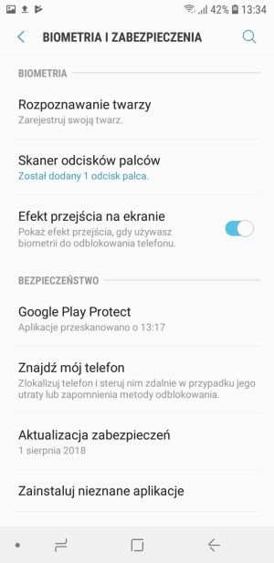 Galaxy J6 biometria