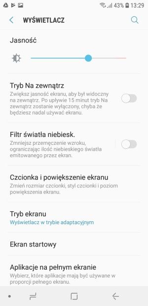 Galaxy J6 ekran jasność