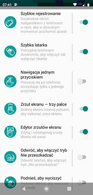 moto g7 play gesty