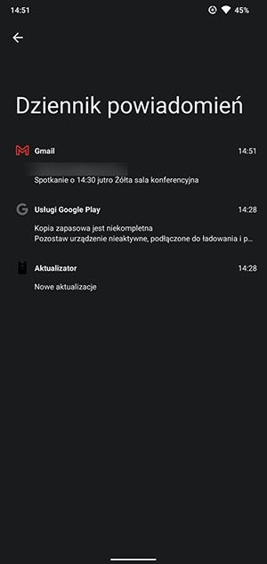 Historia powiadomień